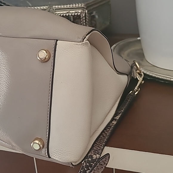 Coach Leather Shoulder and Crossbody Purse, Taupe and Snakeprint - Picture 6 of 6